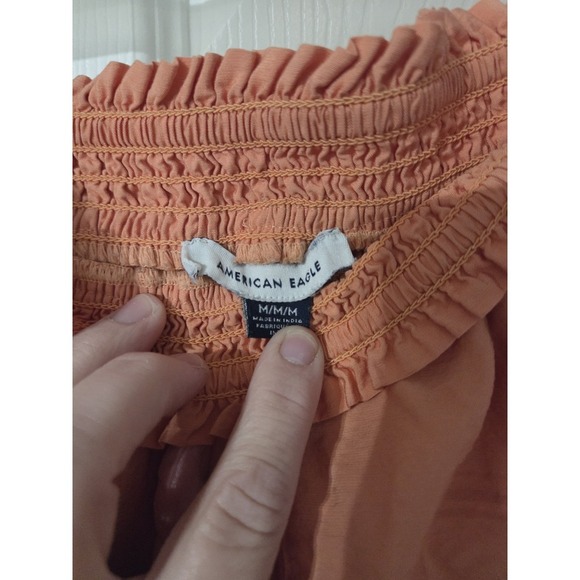 American Eagle Smocked Nylon Shorts, Peach, Medium - Picture 2 of 4